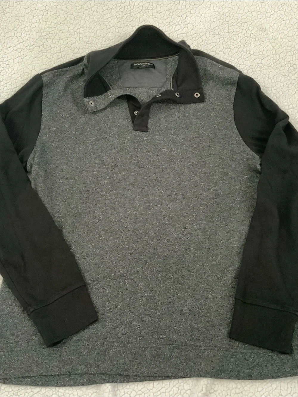 Banana Republic Sweater Men’s Large Mock Neck Long Sleeve Pullover Gray Black